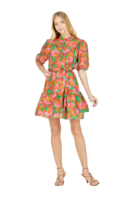 Super Bargain layered dressEMBROIDERED PLACKET PUFF SLEEVE DRESS
