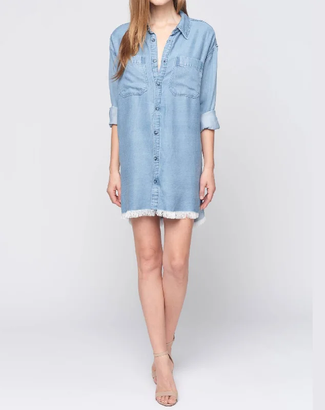 New Deals high-waisted dressLong Sleeve Button Down Dress In Chambray