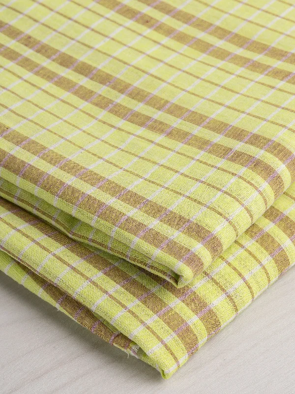 Yarn Dyed Handwoven Check Cotton - Mauve + Chartreuse + White