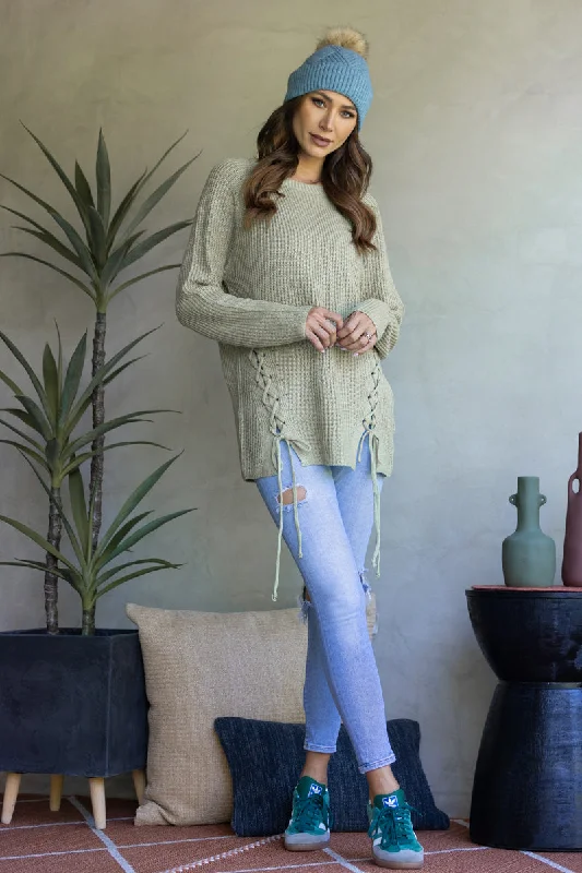 Final Markdown cozy coatSAGE SOFT KNIT CRISSCROSS SWEATER-KNT21006