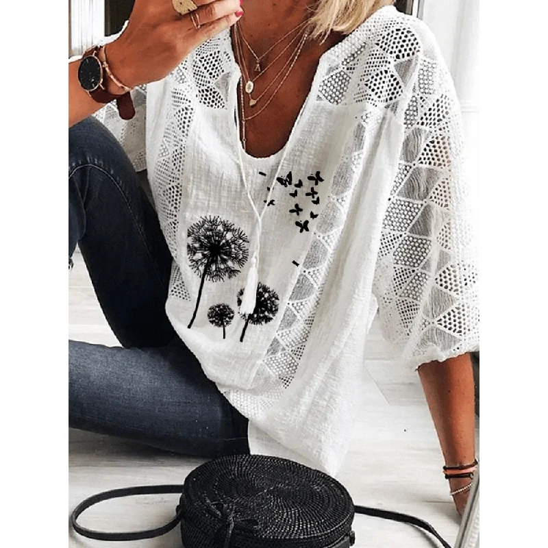 V-Neck Half Sleeve T Shirt Casual Tops Blouse