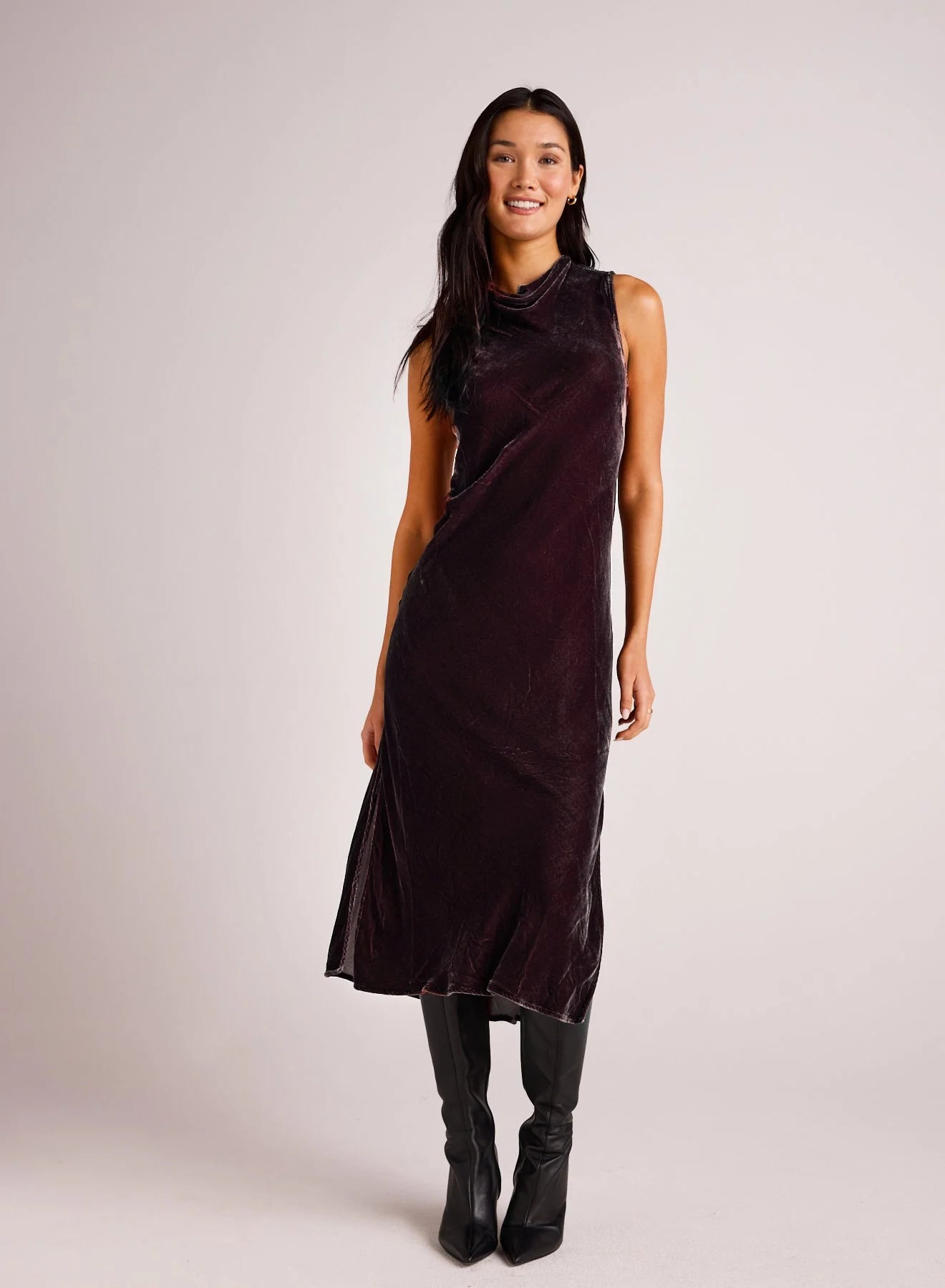Huge Savings casual summer dressMOCK NECK VELVET DRESS