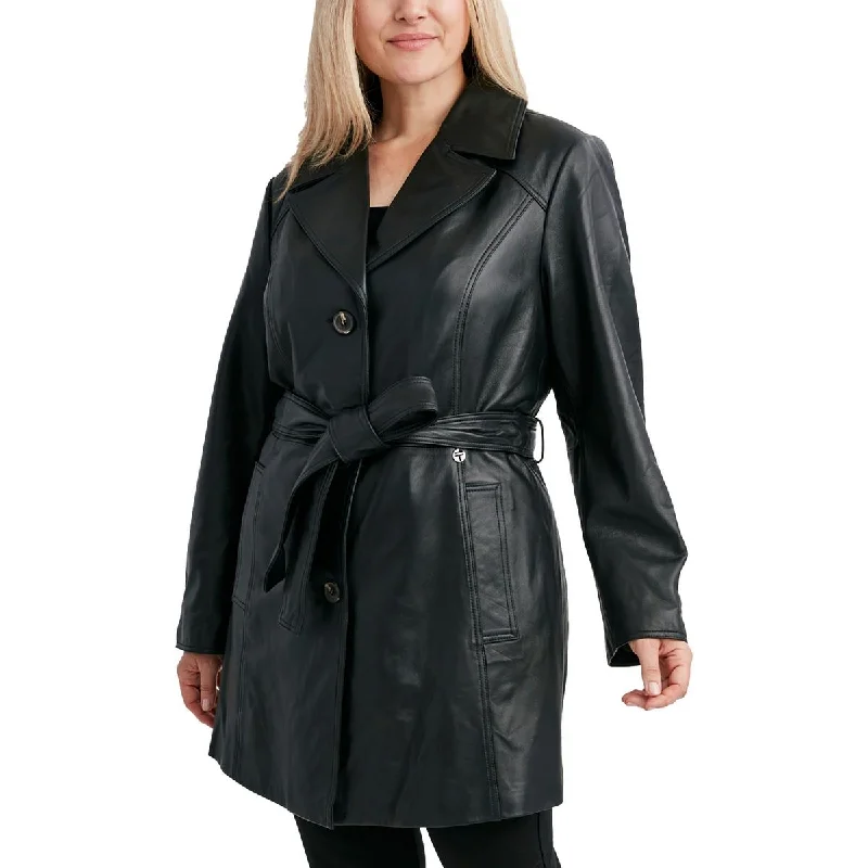 Online Specials fashion coat with hoodPlus Womens Leather Long Trench Coat