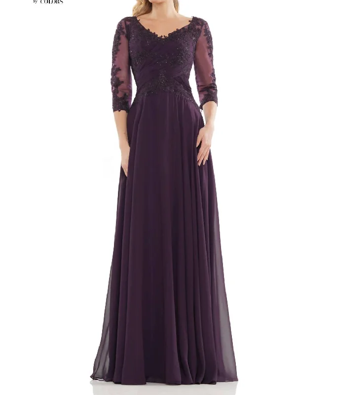 Early Access elegant maxi dressM237 In Eggplant
