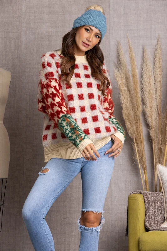 Shop and Save classic trench coatRED FUZZY PLAID WRAP SWEATER TI10613