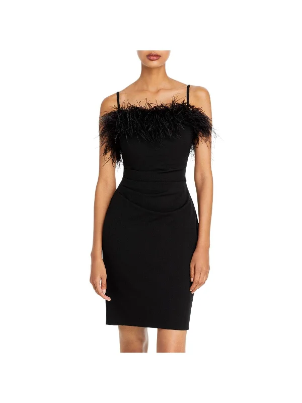 Great Deals AQUA Womens Spaghetti Strap Above The Knee Cocktail Body Con Dress