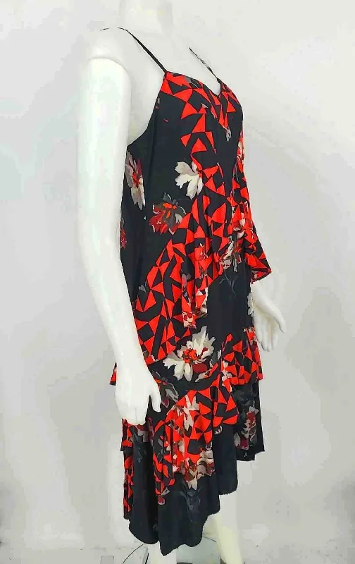 JOIE Navy Red Multi Print Hi-Low Size 10  (M) Dress