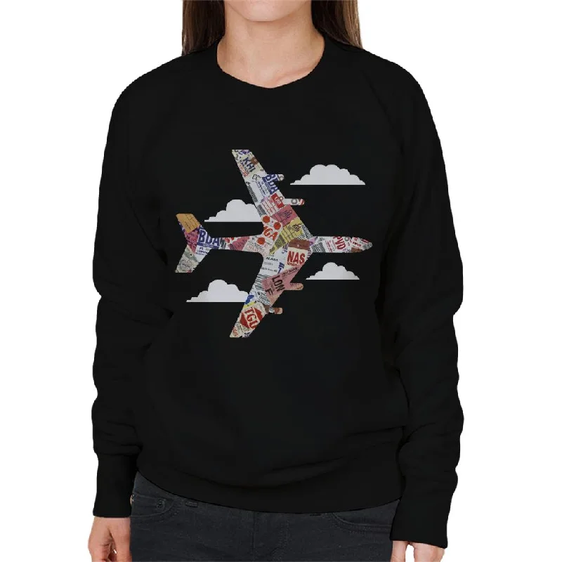 Deal Mania stylish athletic hoodiePan Am Plane Baggage Tags Women's Sweatshirt