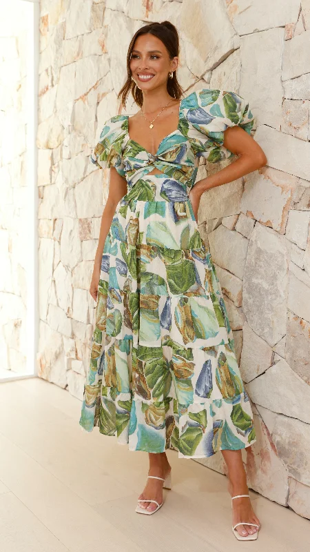 Low Prices Balthazar Maxi Dress - Green / Blue Print