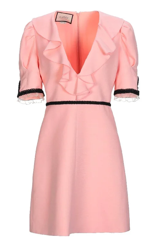 Incredible Offers casual dressPink Crepe Silk Wool Cocktail Dress