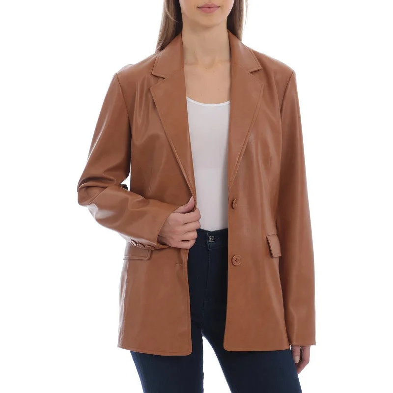 Unmissable Offer classic jacketWomens Faux Leather Cold Weather Shirt Jacket