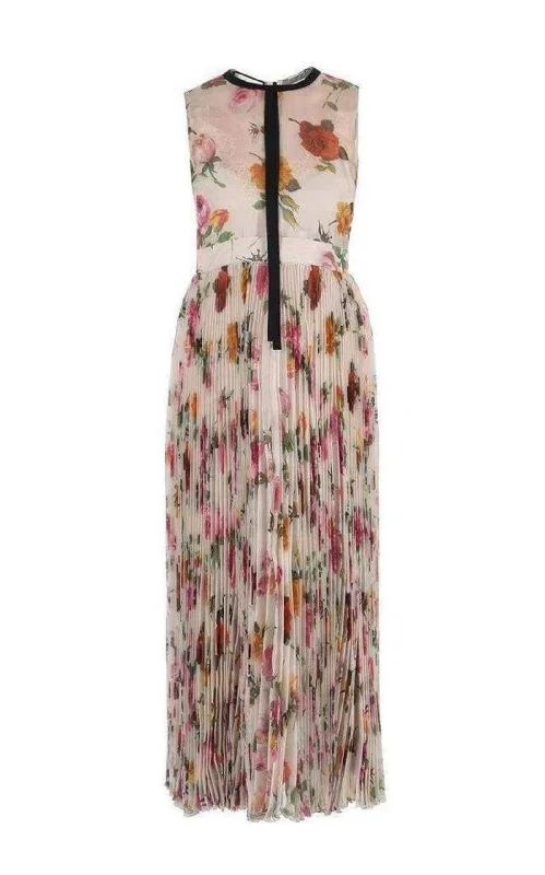 Don't Miss fitted cocktail dressFloral Patterned Pleated Silk Dress