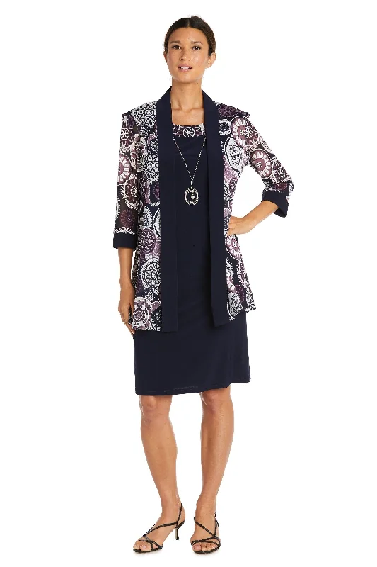 Flash Deals casual midi dressR&M Richards 7823 Two Piece Short Print Jacket Dress