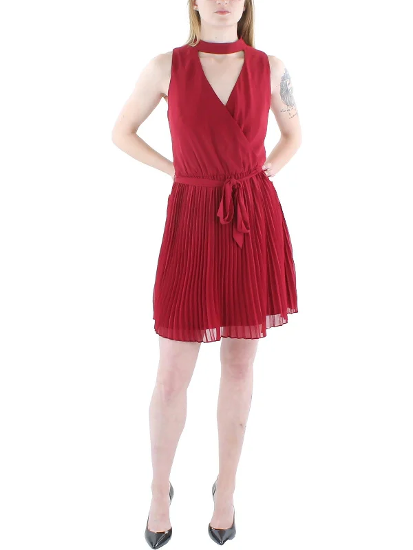 Exclusive Offers draped dressWomens Pleated Belted Mini Dress