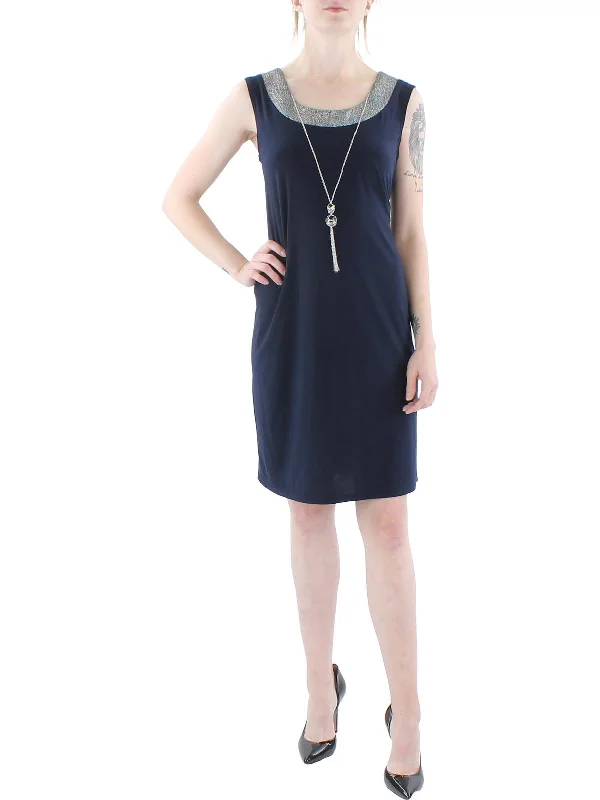 Deal Alert elegant shift dressWomens Knit Sleeveless Sheath Dress