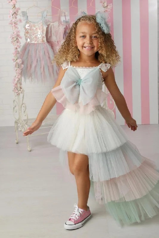 Final Sale chic slip dressPastel Long Bow Skirt Set