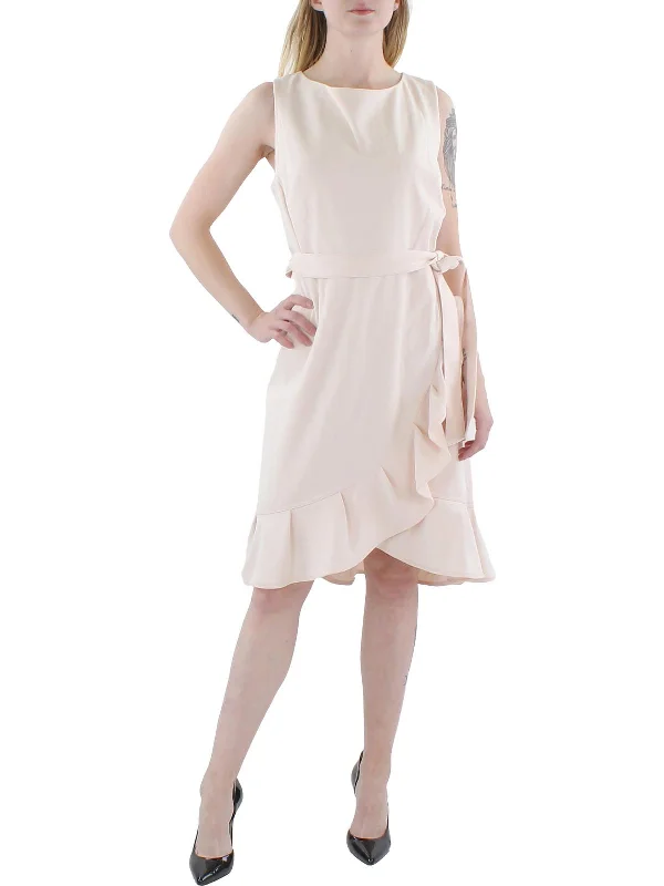 Overstock Sale modern dressWomens Crepe Ruffled Sheath Dress