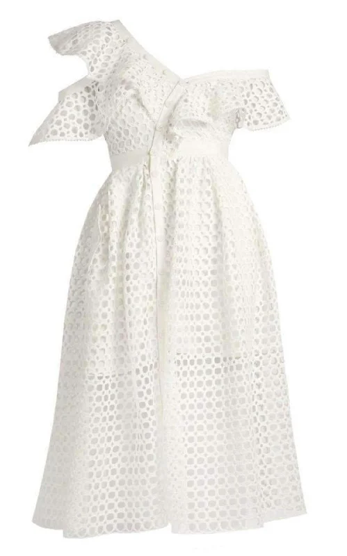 Holiday Sale cocktail party dressOne Shoulder Guipure-lace Midi Dress