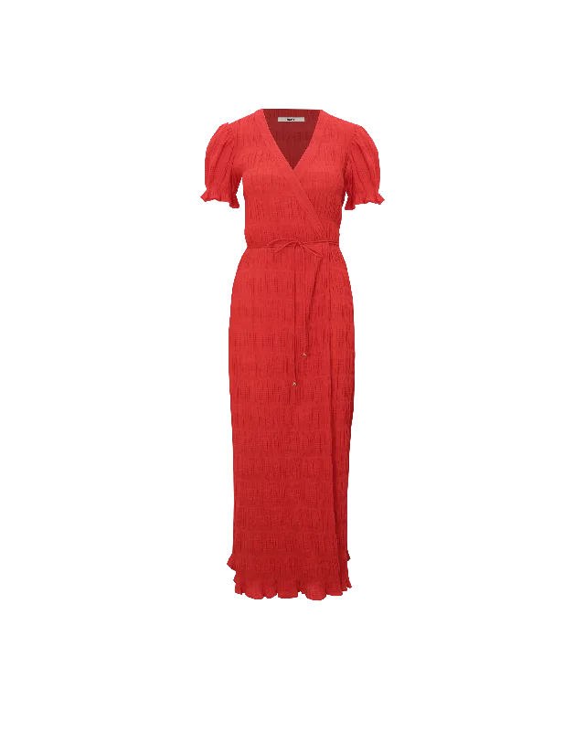 Bonus Savings MIRELLA SHORT SLEEVE WRAP DRESS CHILLI