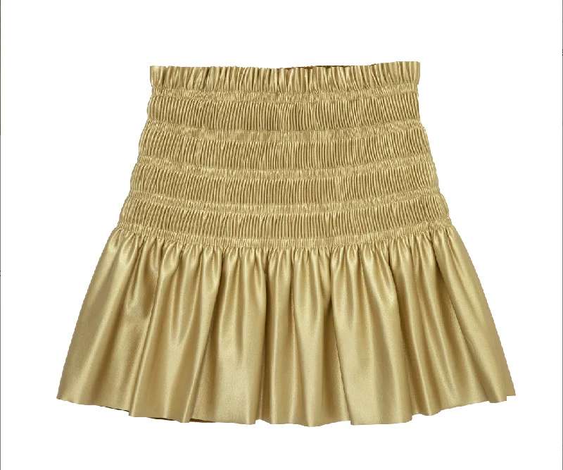 Buy More, Save More party-ready dressGold Pleated Faux Leather Skirt