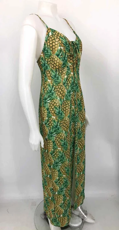 SHOW ME YOUR MUMU Yellow Green Multi Print Maxi Length Size LARGE  (L) Dress