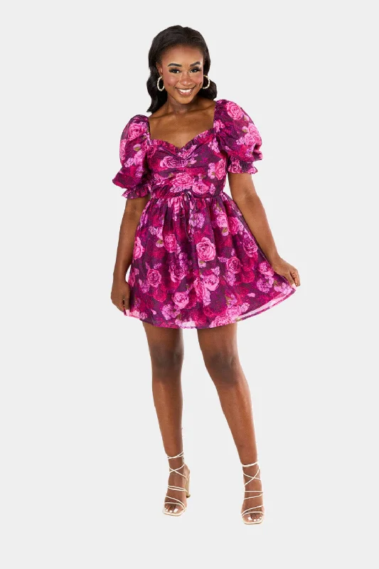 Deep Discounts casual knit dressColby Puff Sleeve Mini Dress - Grape