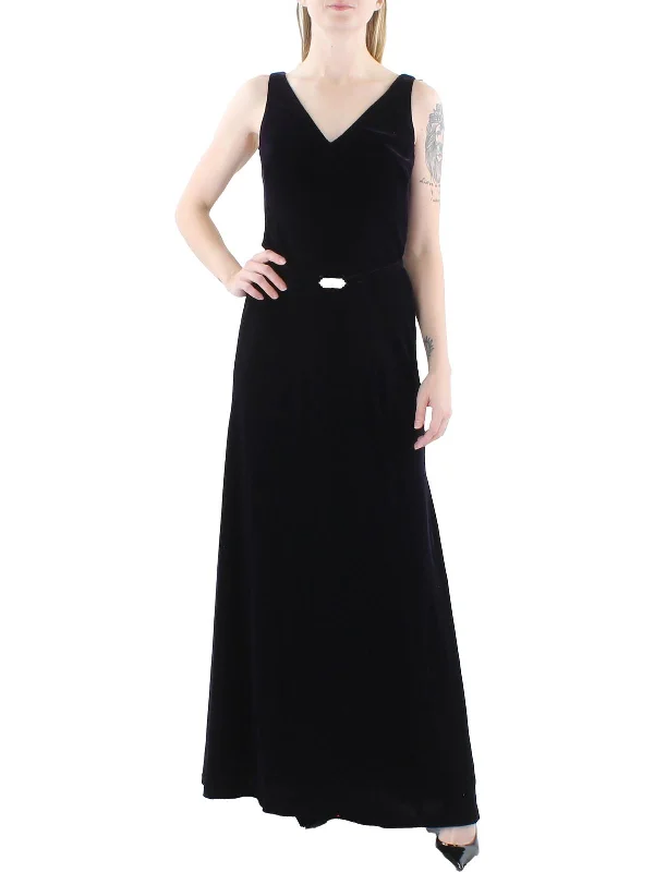 Crazy Savings sleek dressWomens Velvet V-Neck Evening Dress