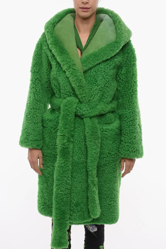 Super Bargain long coatBottega Veneta Lamb Fur Wrap Coat with Hood Xs Standard size