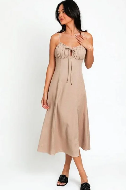 Limited Time Offer flowy maxi dressLe Lis Flare Front Tie Front Slit Midi Dress