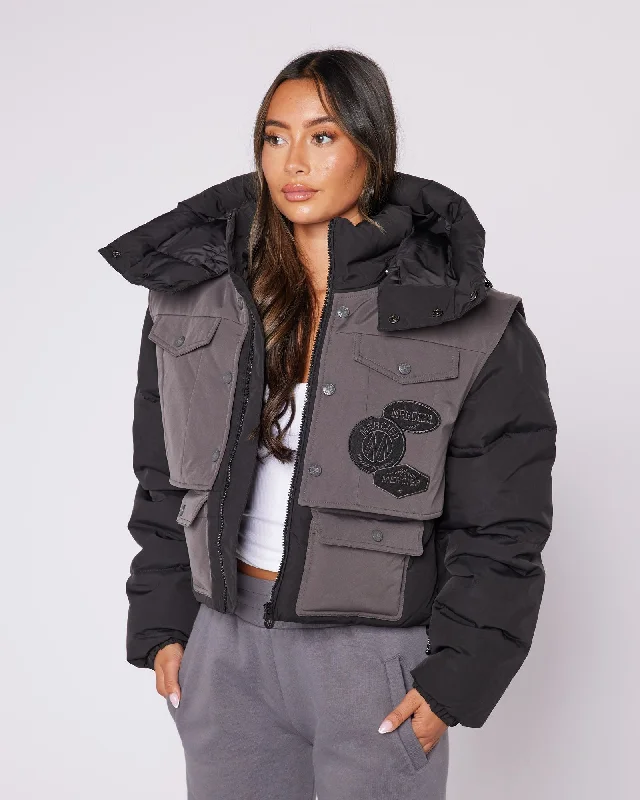 Price Cut trendy casual outerwearWomens Cropped Utility Puffer Jacket