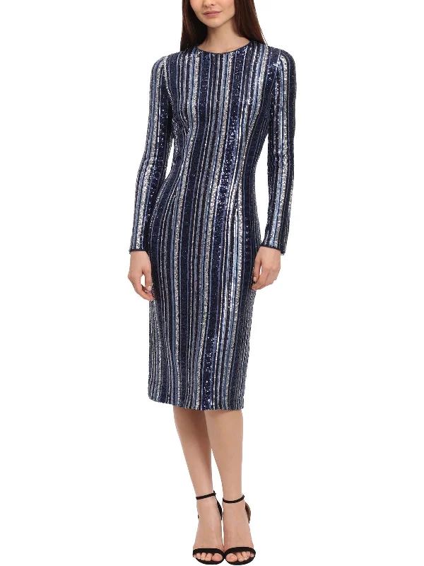 Weekend Deal fitted dressWomens Sequin Striped Cocktail and Party Dress