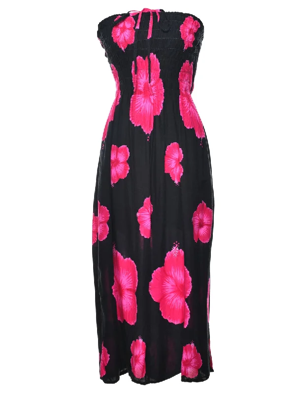 Floral Print Strapless Dress - S