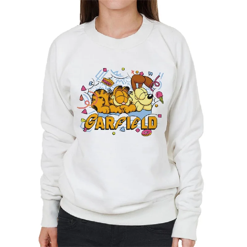 Garfield And Odie Napping Retro 90s Women's Sweatshirt