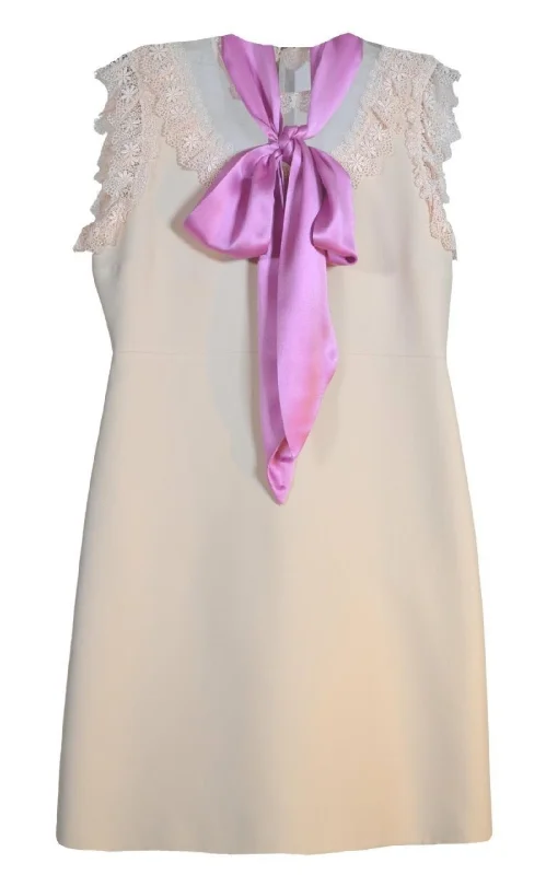 Savings Galore sleeveless dressWool & Silk Blend Mini Dress with Pussycat Bow