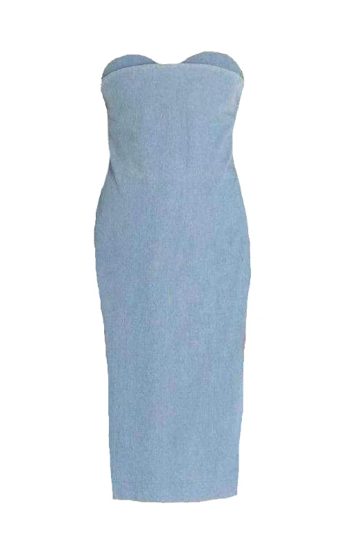 Deal Mania boho dressBlue Boned Light Weight Denim Dress