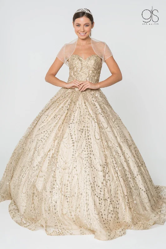 Final Clearance shift dressLong Strapless Ball Gown Embellished Quinceanera Dress