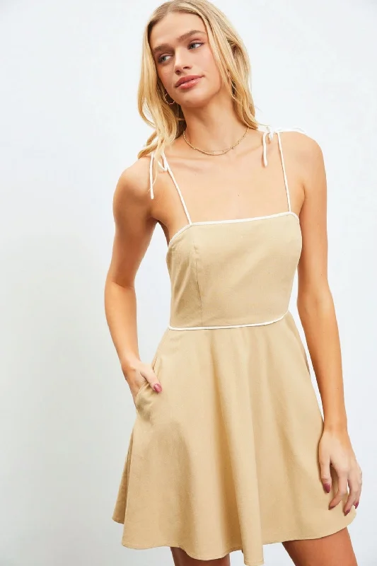 Doorbuster Deal ashionable dressMustard Seed Contrast Piping Cami Mini Dress