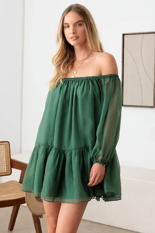 Midnight Madness elegant dressLe Lis Organza Off Shoulder Puff Sleeve Mini Dress