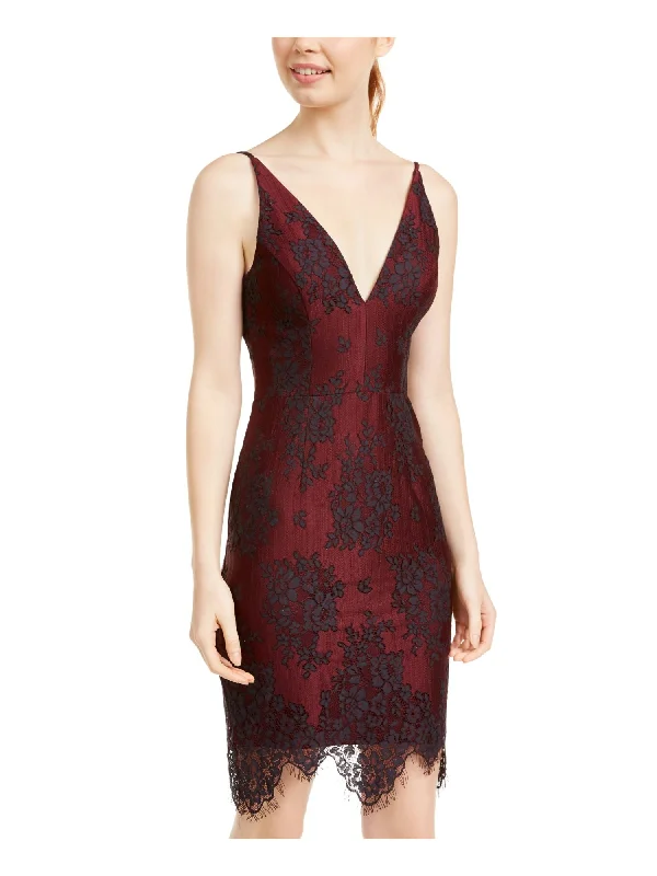 Today’s Deal BLONDIE Womens Printed Sleeveless V Neck Above The Knee Party Pencil Dress
