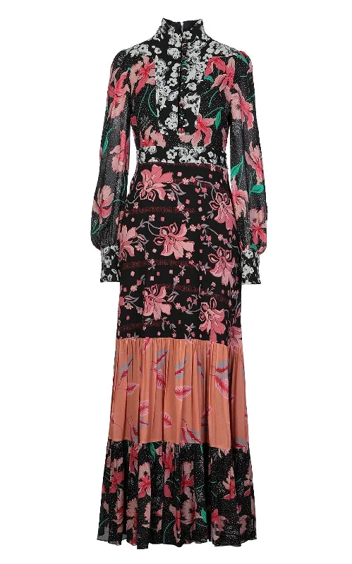 Today’s Deal summer floral dressFloral Patchwork-Print Stand-Collar Crepe Dress