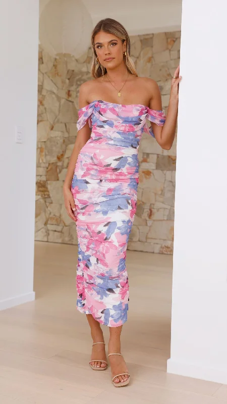 Year-End Sale Kylie Maxi Dress - Pink/Blue Floral