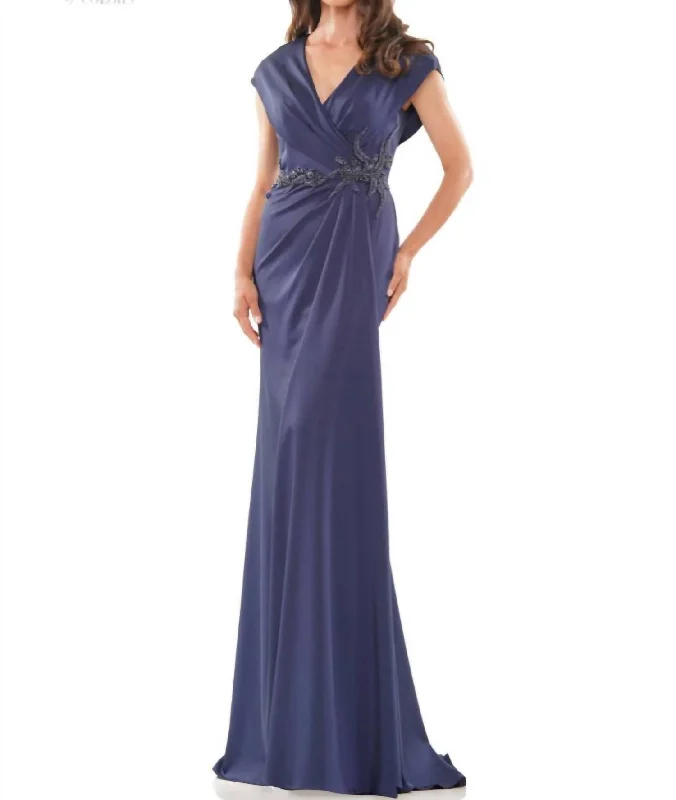 Price Drop flowy evening dressMv1226 In Navy