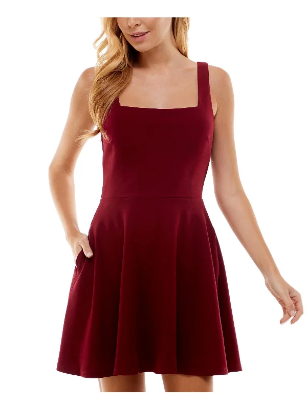 Stock Clearance elegant dressJuniors Womens Padded Bust Panel Fit & Flare Dress