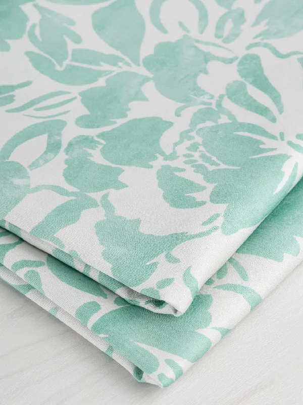 Pastel Floral Print Cotton Lawn - Cream + Mint