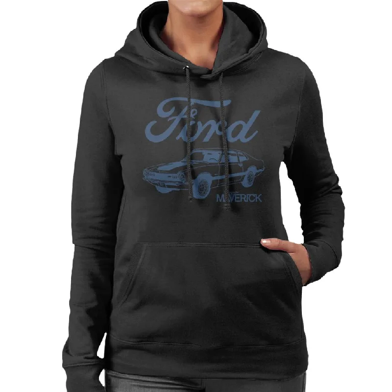 Ford Maverick Blue Outline Women's Hooded Sweatshirt