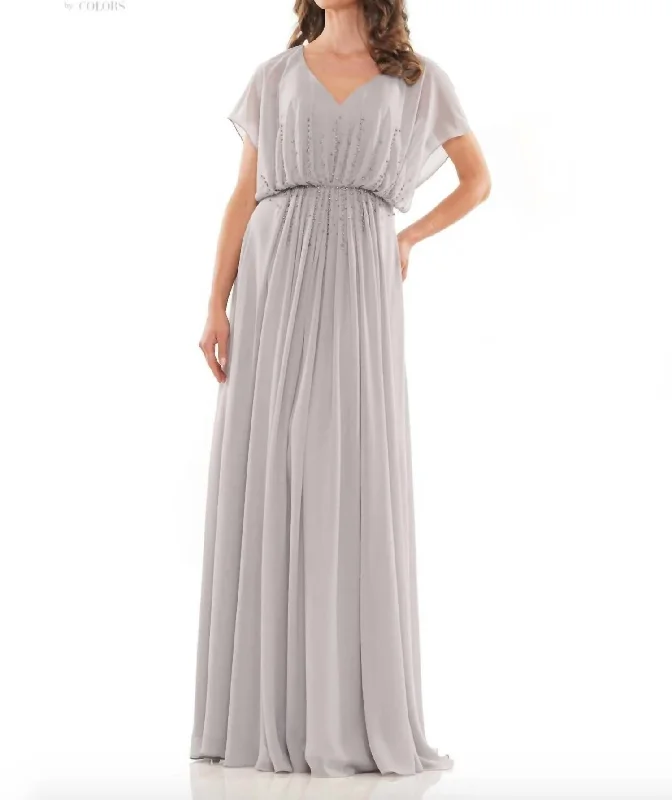 Instant Discount silk dressMv1156 In Grey