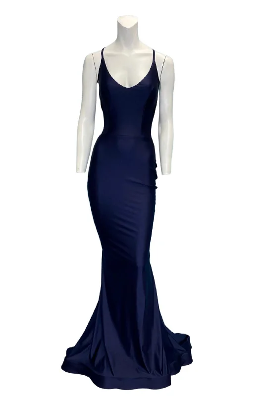 One-DAY Sale relaxed fit dressEvening Gown In Navy Blue
