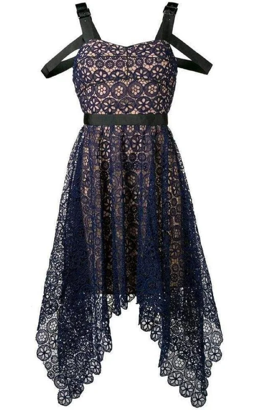 Steals and Deals draped dressAsymmetric Circle Floral Lace Dress