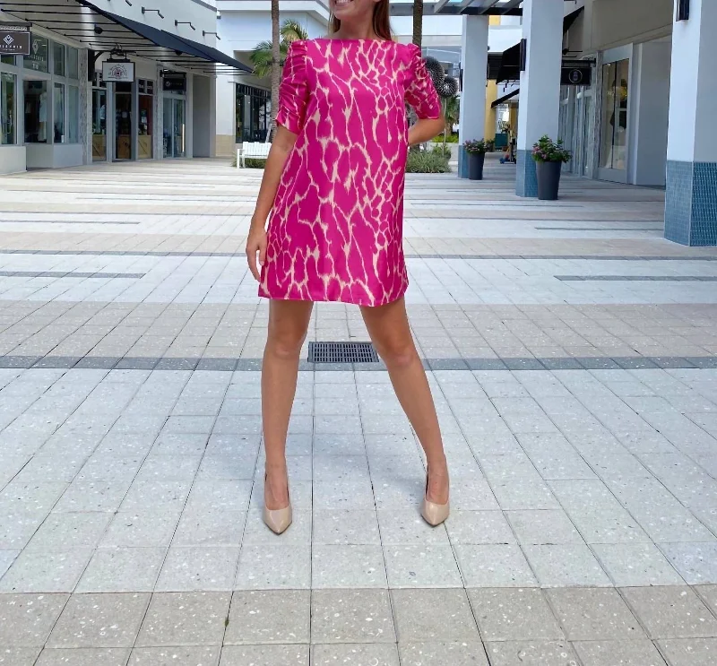 Blowout Sale bohemian dressVen Non 3W070 Art Silk Print Dress In Pink