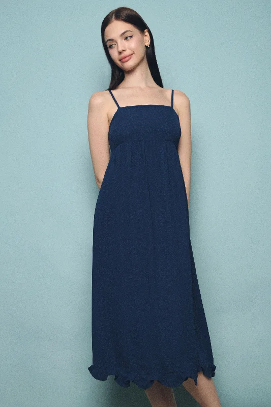 Major Savings Hazel Scallop Hem Midi Dress Navy